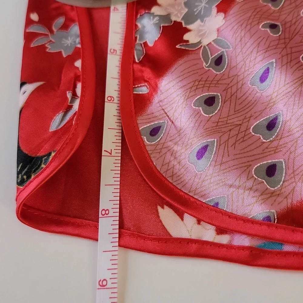 Wudiemi Chinese Peacock Sleeveless Dress Mandarin Collar Red Pink Size 8/10